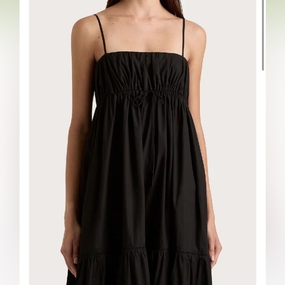 NWT FAITHFULL THE BRAND JOEN MIDI COTTON DRESS BLACK 2 - Picture 3 of 6